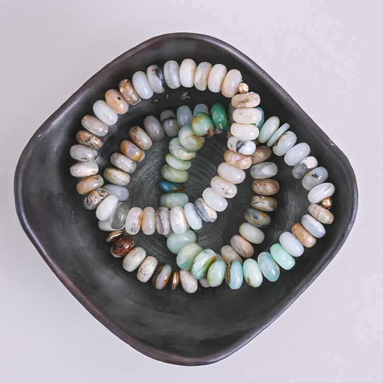 Opal station bracelet in 14K gold, handcrafted in Colorado