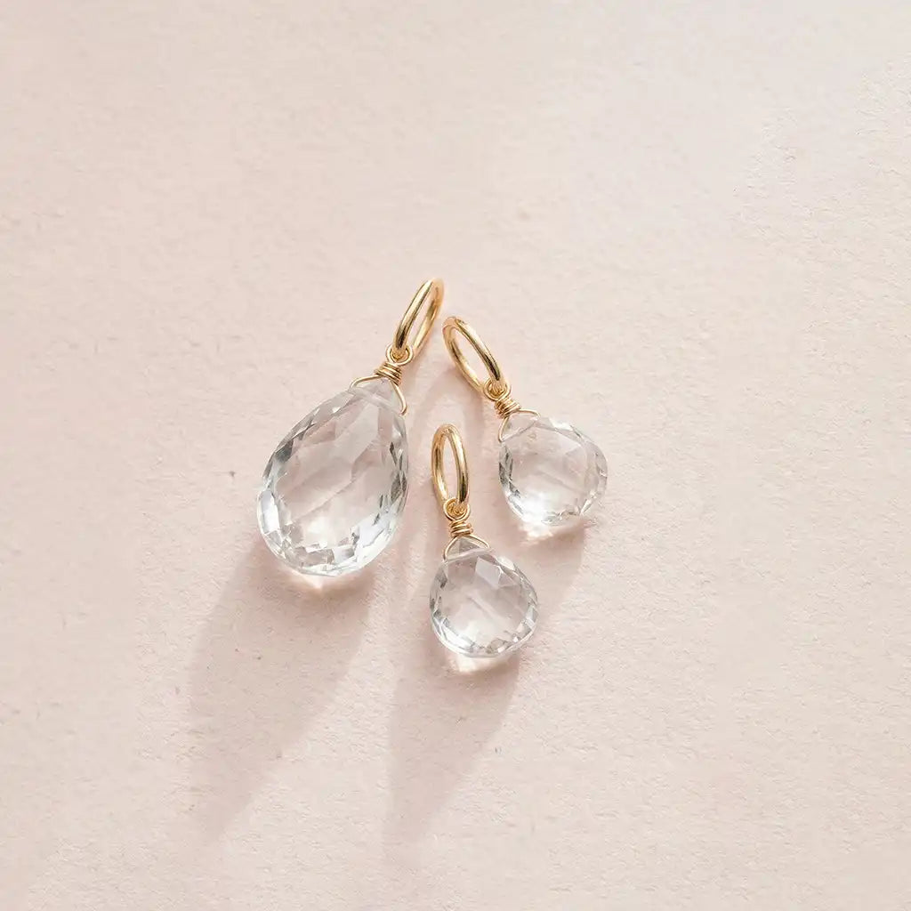 White topaz charm for bracelet or necklace, April birthstone