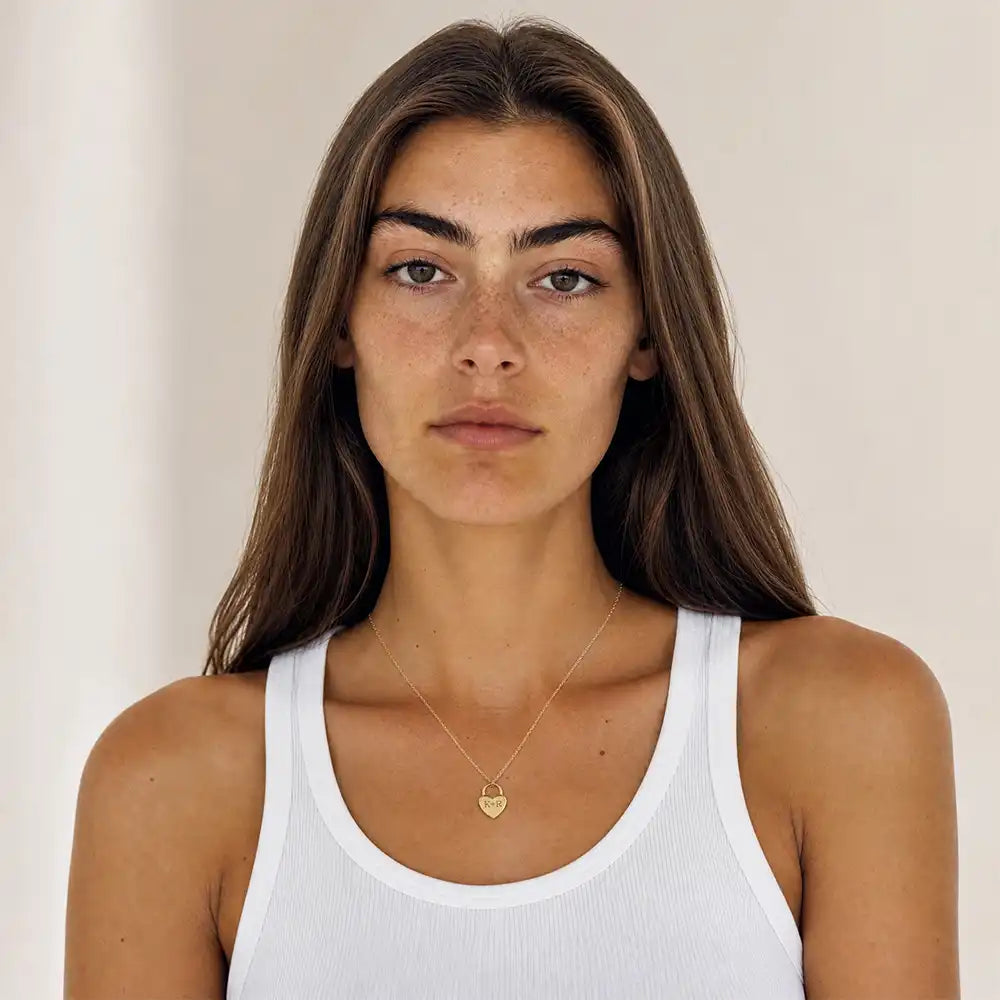 Engravable Heart Lock Necklace