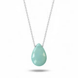 Chalcedony long pendant necklace in sterling silver, pendant detail