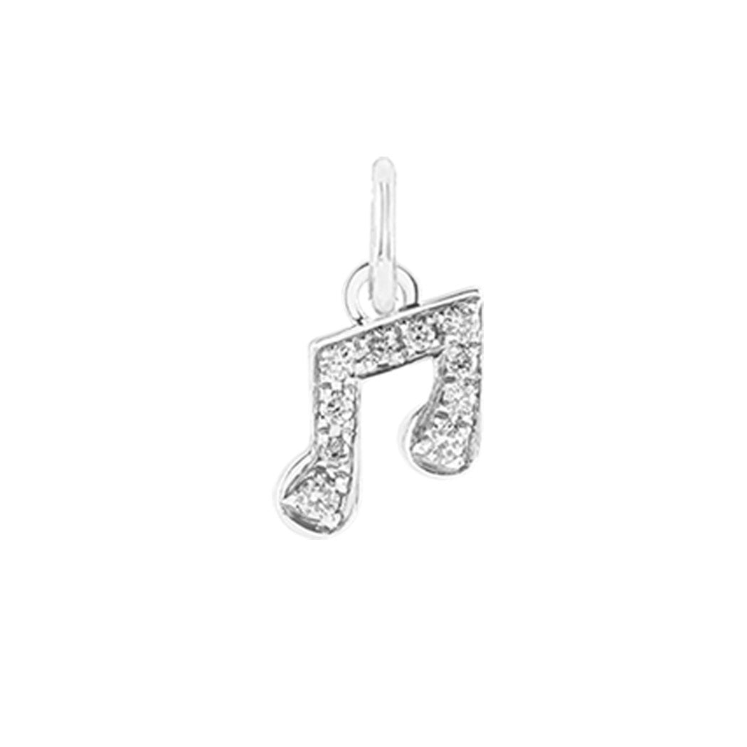 Diamond pavé music note charm in 14K white gold, front view variant--14K-white-gold