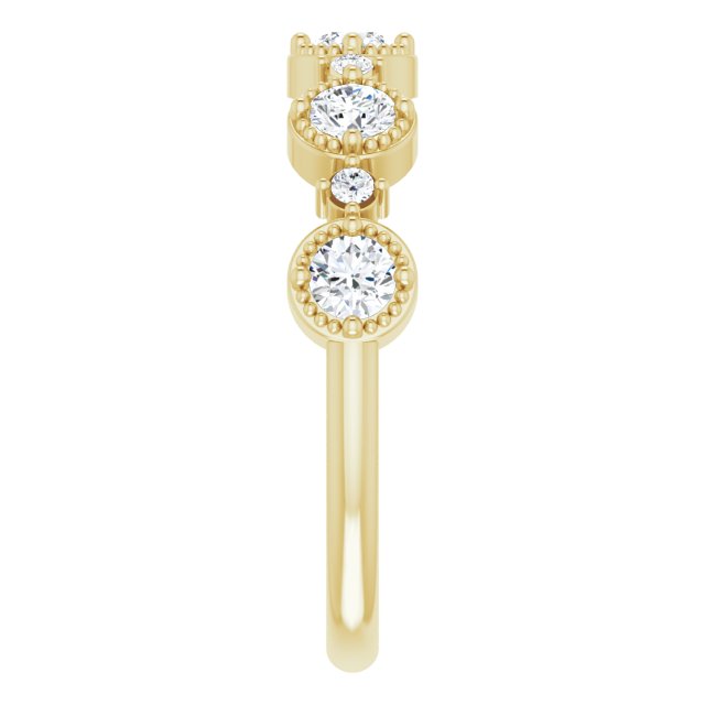 Yellow Gold Beaded Diamond Band