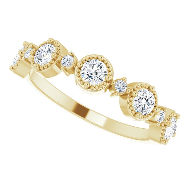 Yellow Gold Beaded Medallion Diamond Band variant--14K-yellow-gold variant--Diamond-Lab variant--Diamond-Nat