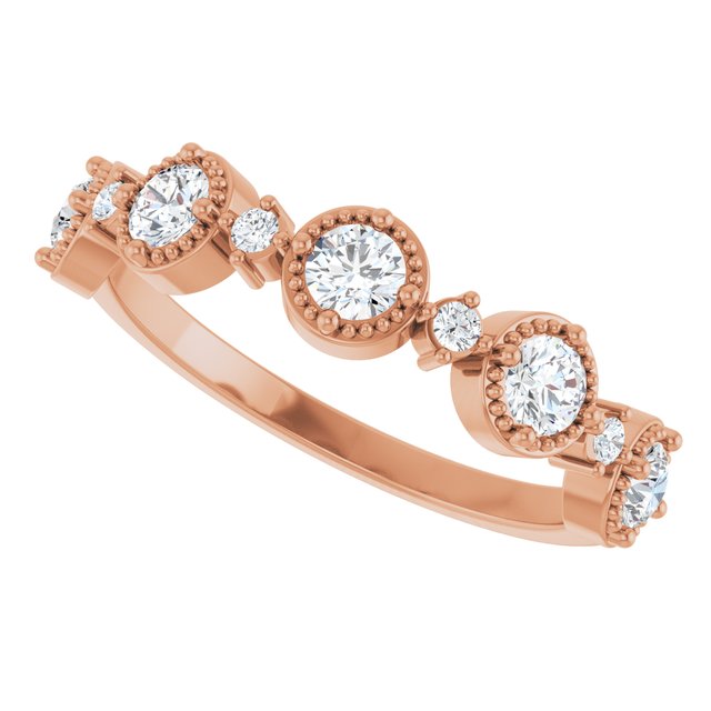 Medallion diamond band in 14K gold, side profile view variant--14K-rose-gold variant--Diamond-Lab variant--Diamond-Nat