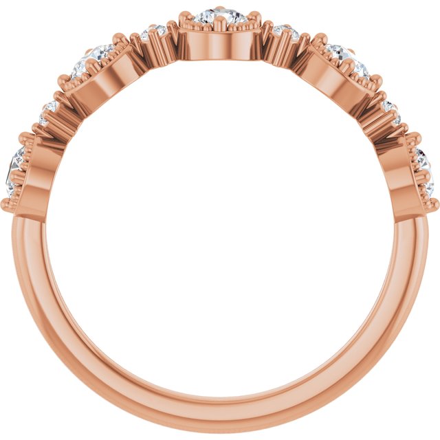 Medallion diamond band in 14K gold, stacked with other rings variant--14K-rose-gold variant--Diamond-Lab variant--Diamond-Nat