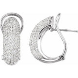 Pavé diamond hoop earrings in 14K white gold, 1.5CTW natural diamonds, front view