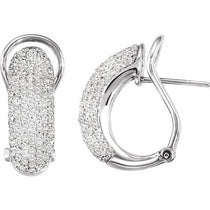 Pavé diamond hoop earrings in 14K white gold, 1.5CTW natural diamonds, front view