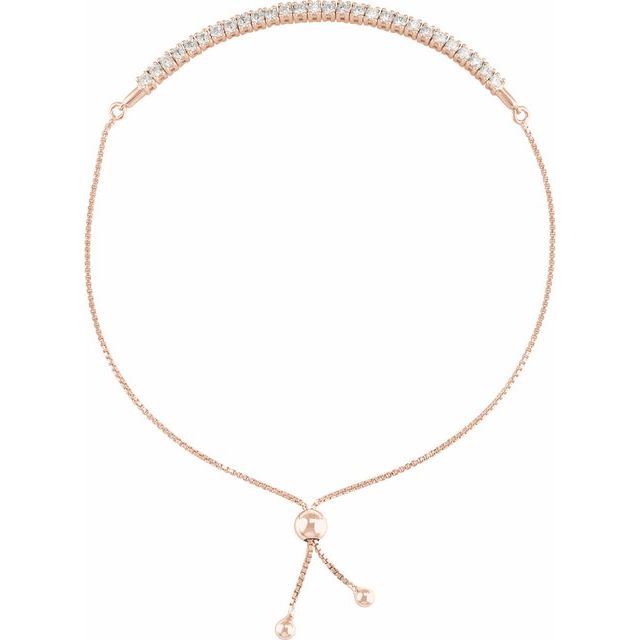 Rose gold diamond bracelet with adjustable bolo closure rose gold variant--14K-rose-gold