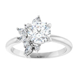 14K white gold 1.5CT Round-cut Diamond Floral Cluster Diamond Engagement Ring/2-CT.5CT variant--Round variant--1.5CT variant--14K-rose-gold