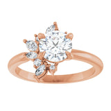 14K rose gold 1.5CT Round-cut Diamond Floral Cluster Diamond Engagement Ring variant--Oval variant--1CT variant--14K-yellow-gold