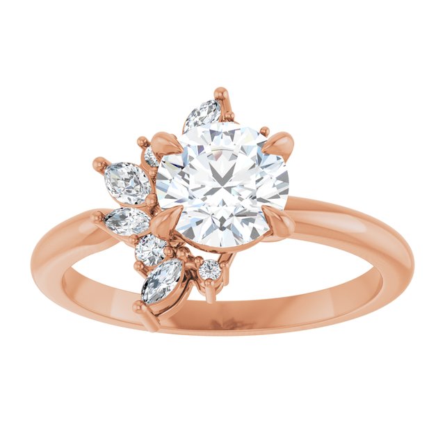 14K rose gold 1.5CT Round-cut Diamond Floral Cluster Diamond Engagement Ring variant--Oval variant--1CT variant--14K-yellow-gold