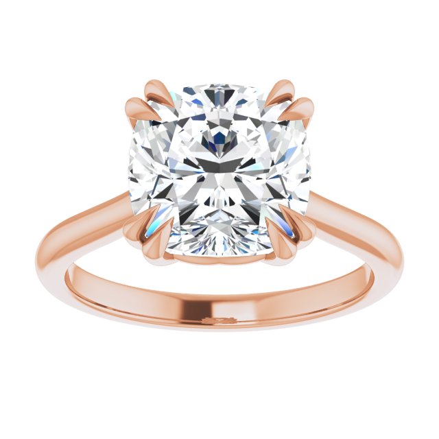 14K Rose 9 mm Cushion Solitaire Engagement Ring Mounting variant--Cushion variant--4CT variant--14K-rose-gold