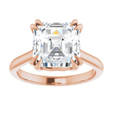 14K Rose 9 mm Asscher Solitaire Engagement Ring Mounting variant--Asscher variant--4CT variant--14K-rose-gold
