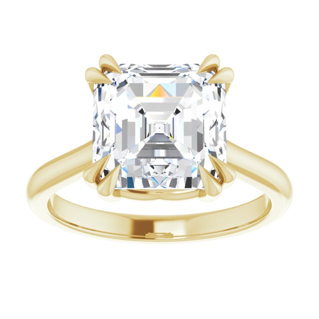 14K Yellow 9 mm Asscher Solitaire Engagement Ring Mounting variant--Asscher variant--4CT variant--14K-yellow-gold