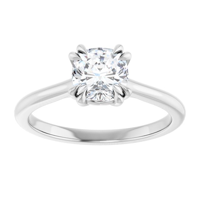 14K White 6 mm Cushion Solitaire Engagement Ring Mounting variant--Cushion variant--1CT variant--14K-white-gold