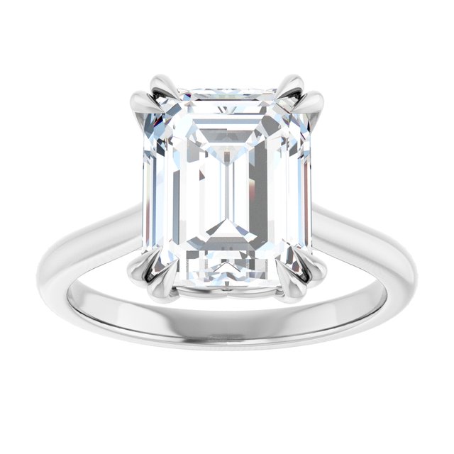 14K White 10x8 mm Emerald Solitaire Engagement Ring Mounting variant--Emerald variant--4CT variant--14K-white-gold