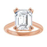 14K Rose 10x8 mm Emerald Solitaire Engagement Ring Mounting variant--Emerald variant--4CT variant--14K-rose-gold