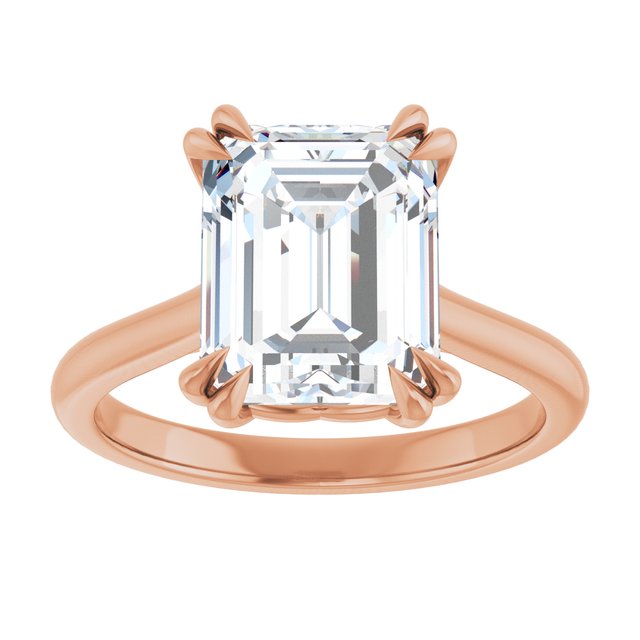 14K Rose 10x8 mm Emerald Solitaire Engagement Ring Mounting variant--Emerald variant--4CT variant--14K-rose-gold