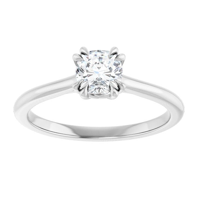 14K White 5 mm Cushion Solitaire Engagement Ring Mounting/2-CT variant--.5CT variant--Cushion variant--.5CT variant--14K-white-gold