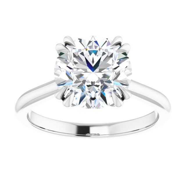 14K White 9 mm Round Solitaire Engagement Ring Mounting variant--Round variant--3CT variant--14K-white-gold