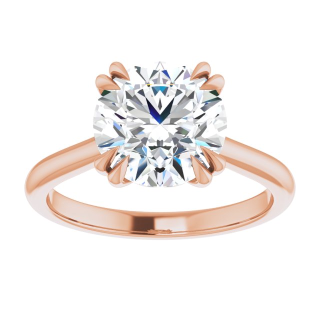 14K Rose 9 mm Round Solitaire Engagement Ring Mounting variant--Round variant--3CT variant--14K-rose-gold