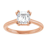 14K Rose 6 mm Asscher Solitaire Engagement Ring Mounting variant--Asscher variant--1CT variant--14K-rose-gold