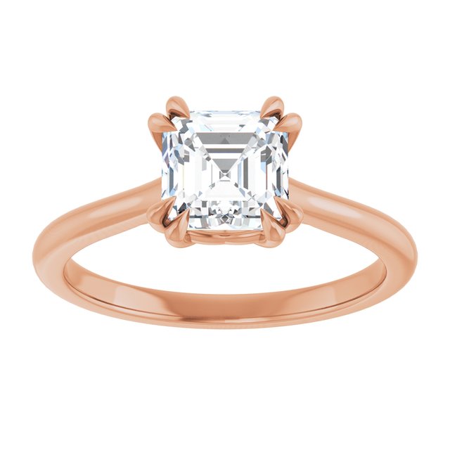 14K Rose 6 mm Asscher Solitaire Engagement Ring Mounting variant--Asscher variant--1CT variant--14K-rose-gold