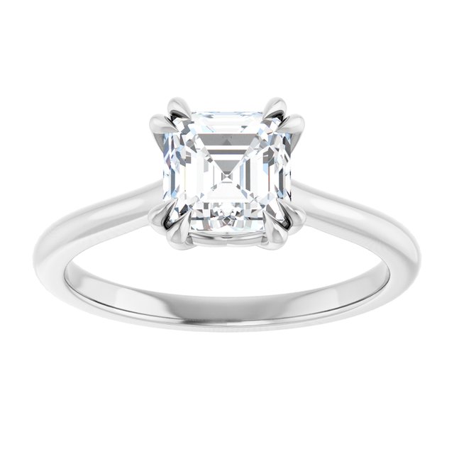 14K White 6 mm Asscher Solitaire Engagement Ring Mounting variant--Asscher variant--1CT variant--14K-white-gold