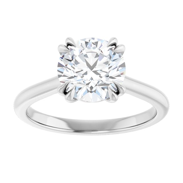 14K White 8 mm Round Solitaire Engagement Ring Mounting variant--Round variant--2CT variant--14K-white-gold