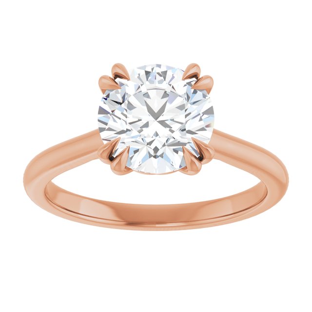 14K Rose 8 mm Round Solitaire Engagement Ring Mounting variant--Round variant--2CT variant--14K-rose-gold