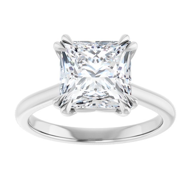 14K White 8 mm Square Solitaire Engagement Ring Mounting variant--Square variant--3CT variant--14K-white-gold