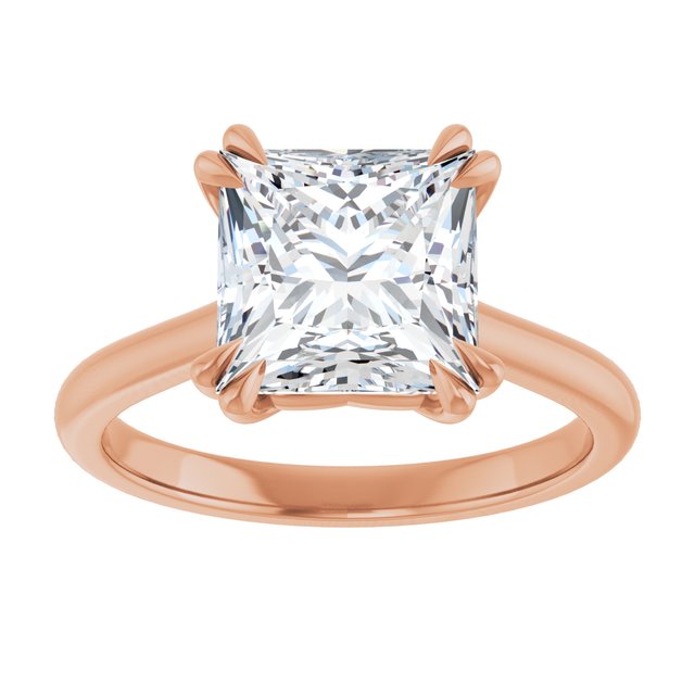 14K Rose 8 mm Square Solitaire Engagement Ring Mounting variant--Square variant--3CT variant--14K-rose-gold