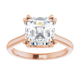 14K Rose 8 mm Asscher Solitaire Engagement Ring Mounting variant--Asscher variant--3CT variant--14K-rose-gold