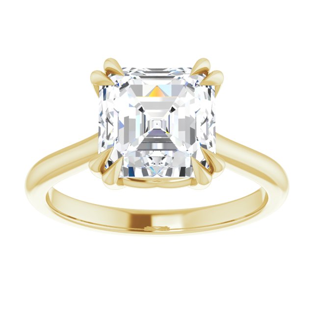 14K Yellow 8 mm Asscher Solitaire Engagement Ring Mounting variant--Asscher variant--3CT variant--14K-yellow-gold