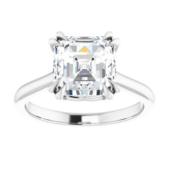 14K White 8 mm Asscher Solitaire Engagement Ring Mounting variant--Asscher variant--3CT variant--14K-white-gold