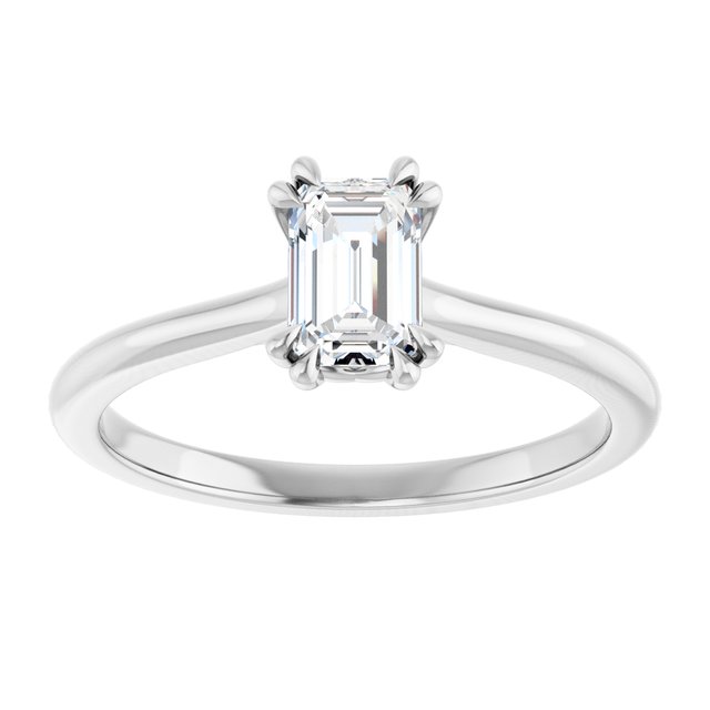 14K White 6x4 mm Emerald Solitaire Engagement Ring Mounting/2-CT variant--.5CT variant--Emerald variant--.5CT variant--14K-white-gold