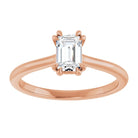 14K Rose 6x4 mm Emerald Solitaire Engagement Ring Mounting