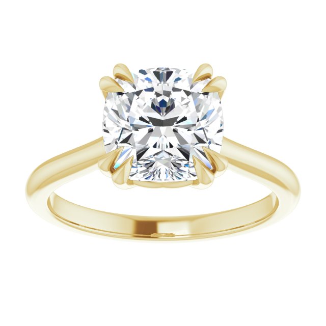 14K Yellow 8 mm Cushion Solitaire Engagement Ring Mounting variant--Cushion variant--3CT variant--14K-yellow-gold