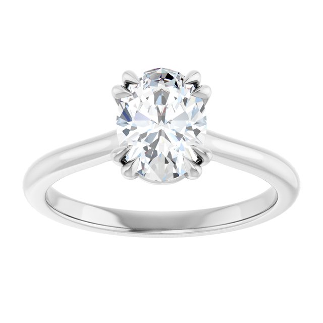 14K White 8x6 mm Oval Solitaire Engagement Ring Mounting variant--Oval variant--1CT variant--14K-white-gold