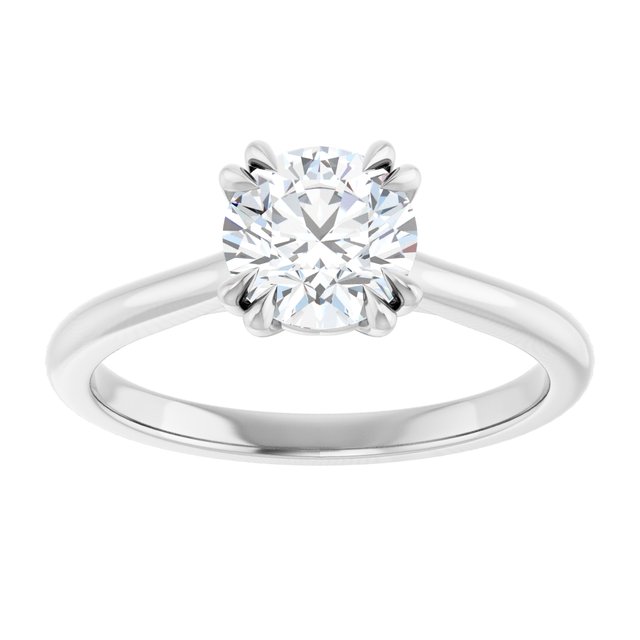 14K White 6.5 mm Round Solitaire Engagement Ring Mounting variant--Round variant--1CT variant--14K-white-gold