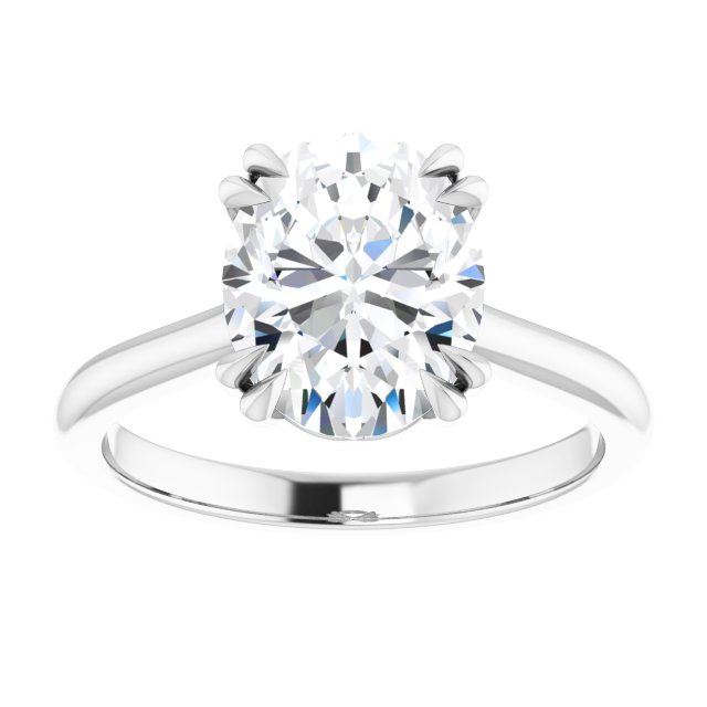 14K White 10x8 mm Oval Solitaire Engagement Ring Mounting variant--Oval variant--3CT variant--14K-white-gold