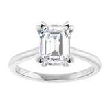 14K White 8x6 mm Emerald Solitaire Engagement Ring Mounting variant--Emerald variant--2CT variant--14K-white-gold