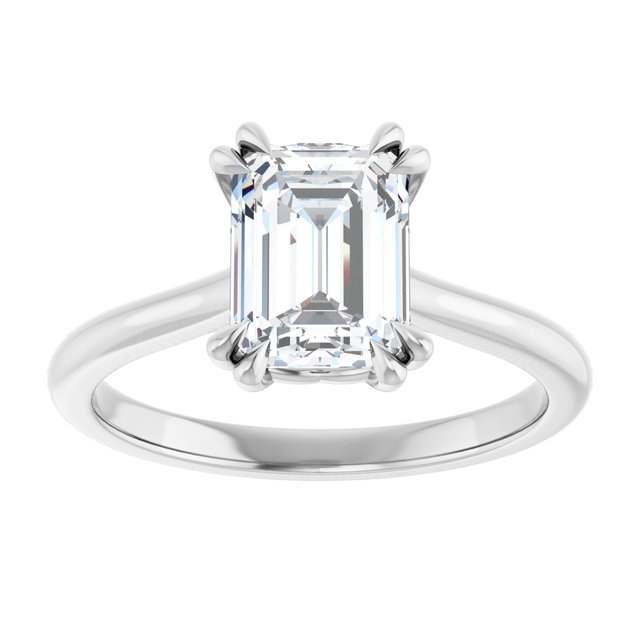 14K White 8x6 mm Emerald Solitaire Engagement Ring Mounting variant--Emerald variant--2CT variant--14K-white-gold