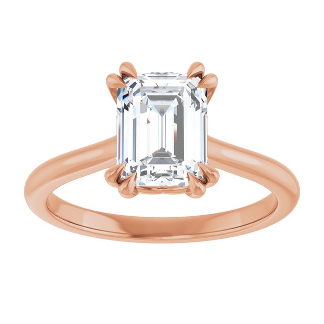 14K Rose 8x6 mm Emerald Solitaire Engagement Ring Mounting variant--Emerald variant--2CT variant--14K-rose-gold
