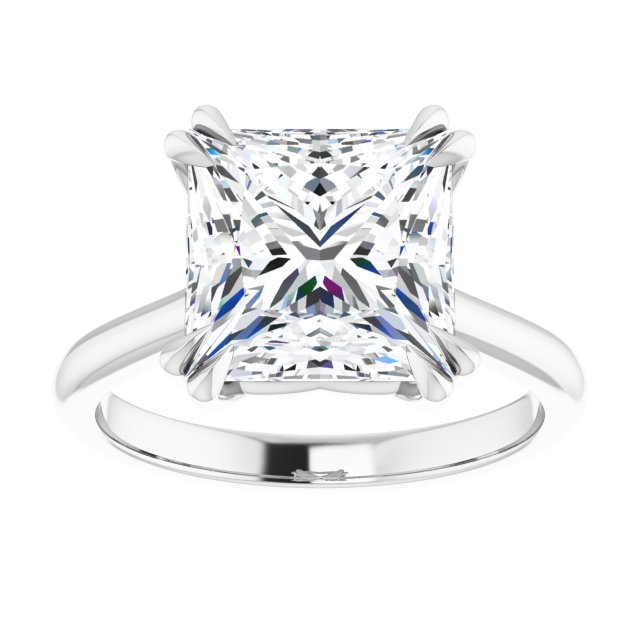 14K White 9 mm Square Solitaire Engagement Ring Mounting variant--Square variant--4CT variant--14K-white-gold