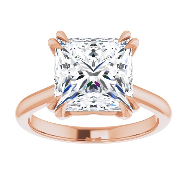 14K Rose 9 mm Square Solitaire Engagement Ring Mounting variant--Square variant--4CT variant--14K-rose-gold