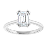 14K White 7x5 mm Emerald Solitaire Engagement Ring Mounting variant--Emerald variant--1CT variant--14K-white-gold