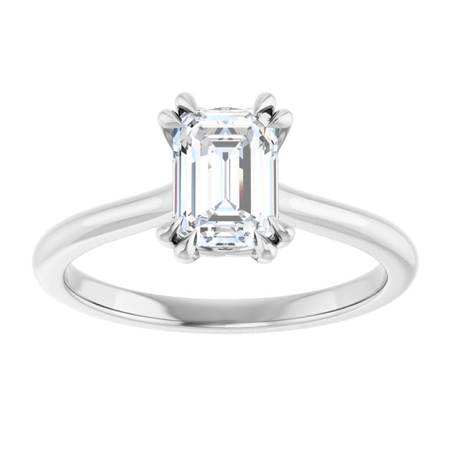14K White 7x5 mm Emerald Solitaire Engagement Ring Mounting variant--Emerald variant--1CT variant--14K-white-gold