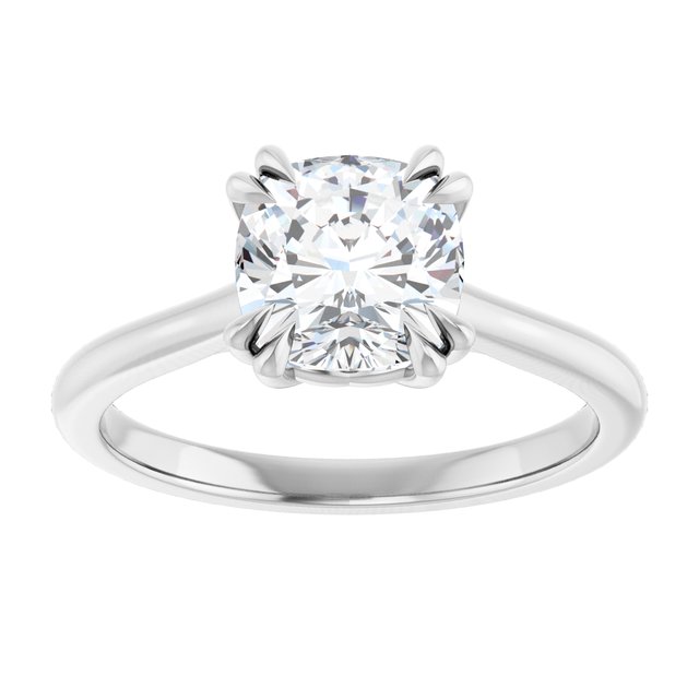 14K White 7 mm Cushion Solitaire Engagement Ring Mounting variant--Cushion variant--2CT variant--14K-white-gold