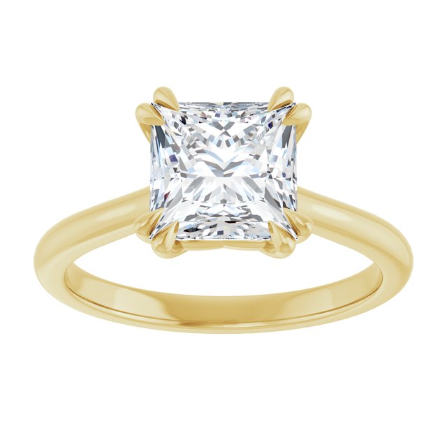 14K Yellow 7 mm Square Solitaire Engagement Ring Mounting variant--Square variant--2CT variant--14K-yellow-gold